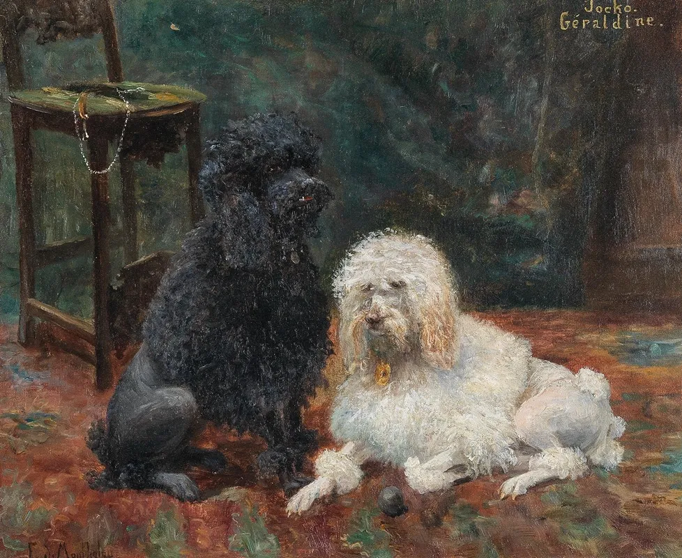 The Royal Poodles Jocko And Geraldine Wall Art by Francois Richard de Montholon - High-Resolution Digital Print