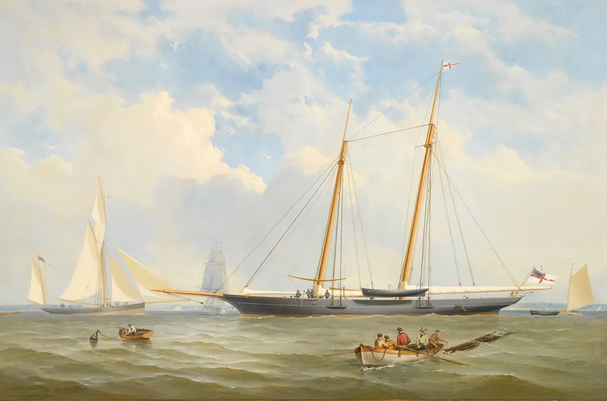 The Royal Yacht Squadron Schooner Viking At Anchor Off Cowes Wall Art by Charles Gregory - High-Resolution Digital Print