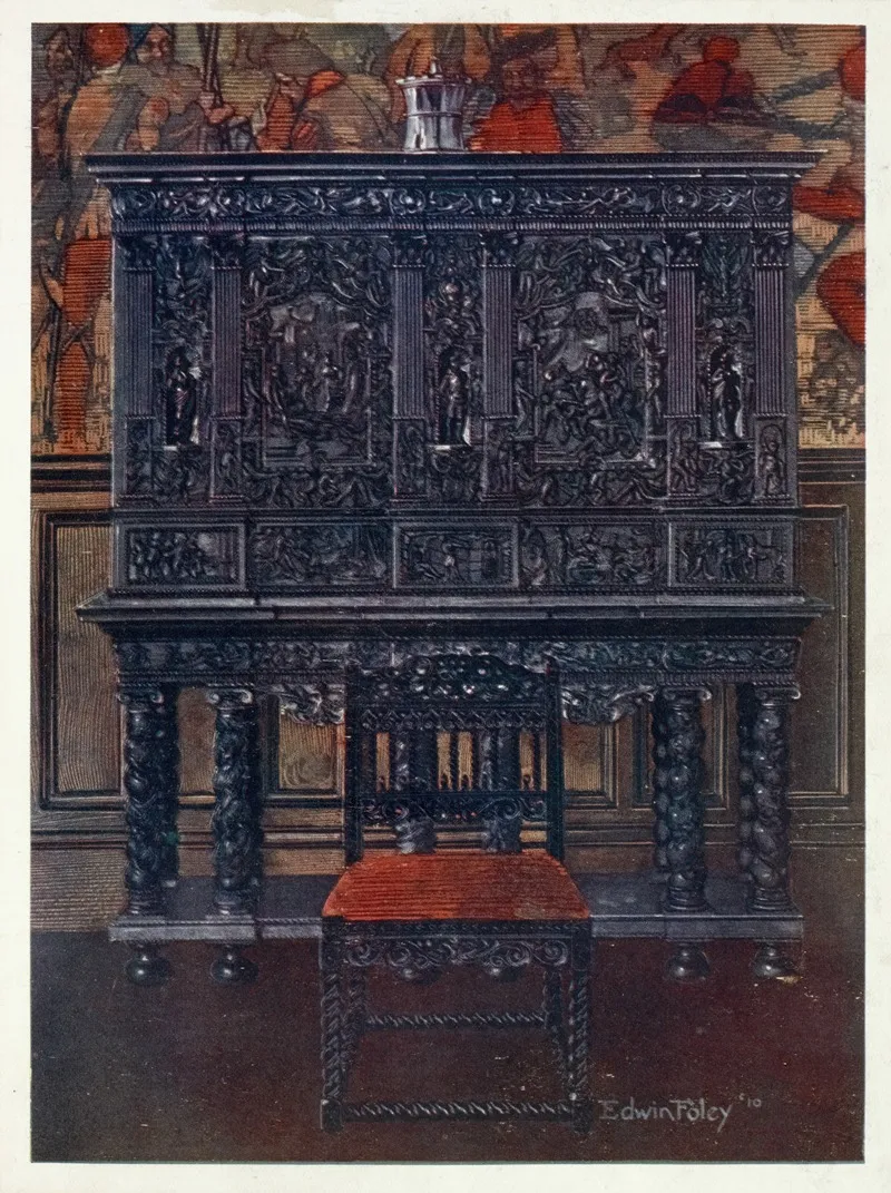 The Rubens Cabinet Of Ebony Carved Interior Fittings Inlaid And Columns Of Tortoiseshell Wall Art by Edwin Foley - High-Resolution Digital Print