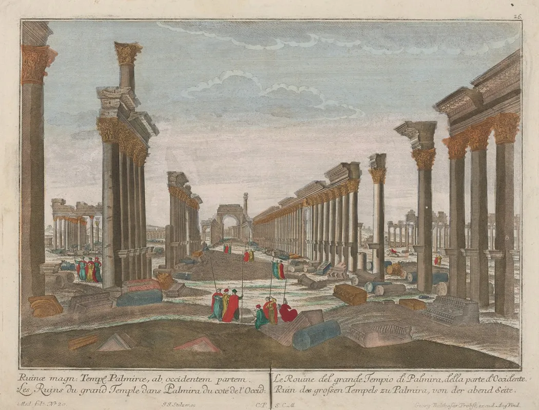 The Ruins Of The Great Temple At Palmira From The West 2 Wall Art by Georg Balthasar Probst - High-Resolution Digital Print