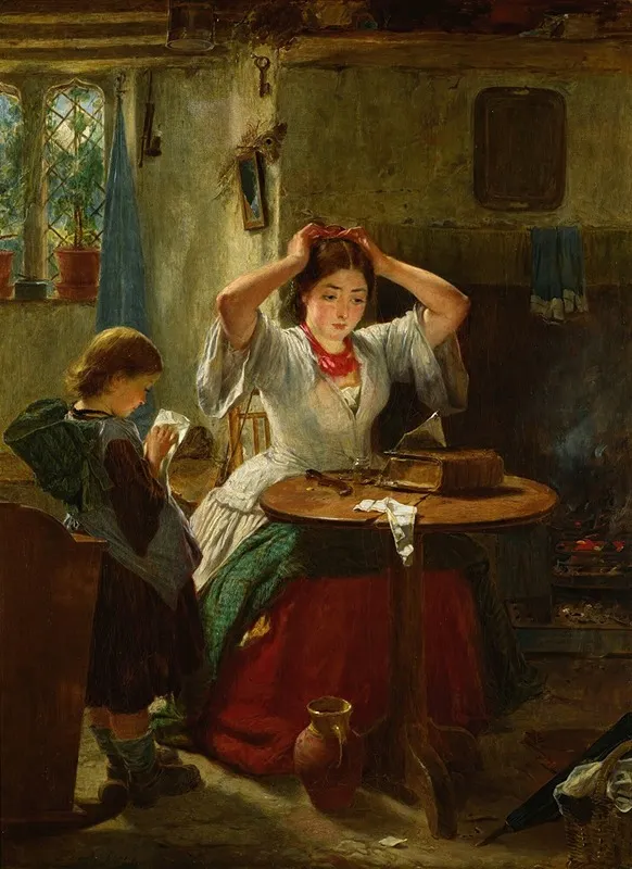 The Rustic Toilet Wall Art by Thomas Faed - High-Resolution Digital Print