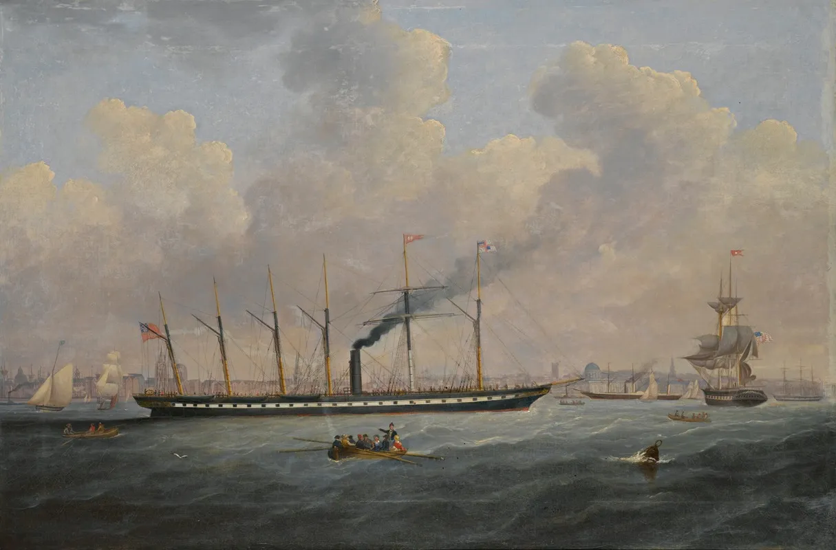 The S S Great Britain Off Liverpool Flying The Atlantic Flag Wall Art by Francis Hustwick - High-Resolution Digital Print