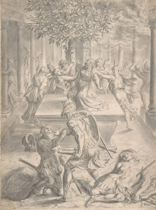 The Sack Of Troy Pyrrhus Killing Priam Wall Art by Franz Cleyn - High-Resolution Digital Print