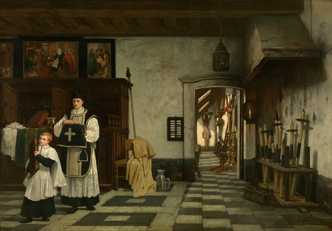 The Sacristy Wall Art by André-Joseph Minguet - High-Resolution Digital Print