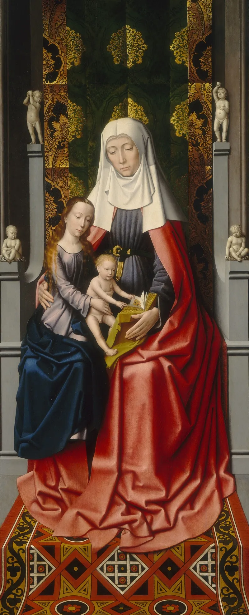 The Saint Anne Altarpiece Saint Anne With The Virgin And Child Middle Panel Wall Art by Workshop of Gerard David - High-Resolution Digital Print