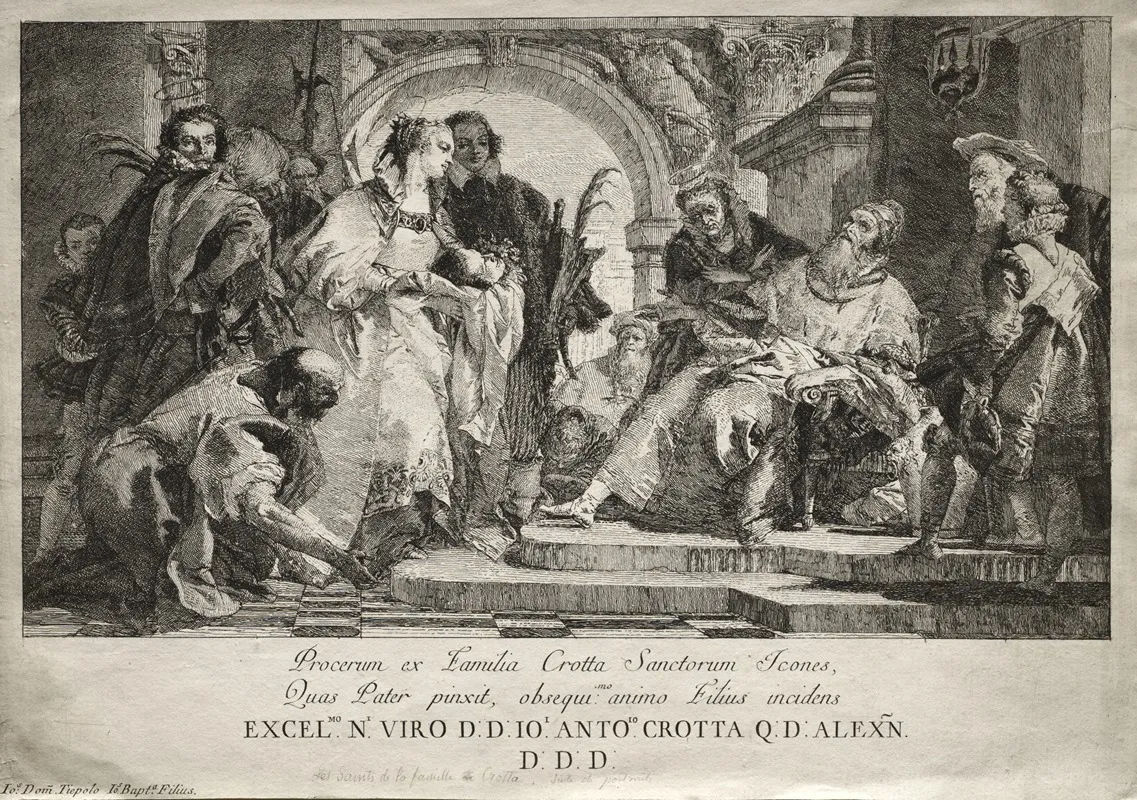 The Saints Of The Crotta Family Wall Art by Giovanni Domenico Tiepolo - High-Resolution Digital Print