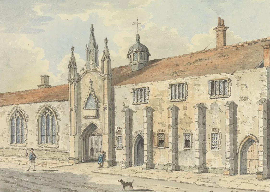 The School At Wells Somerset Wall Art by John Augustus Atkinson - High-Resolution Digital Print
