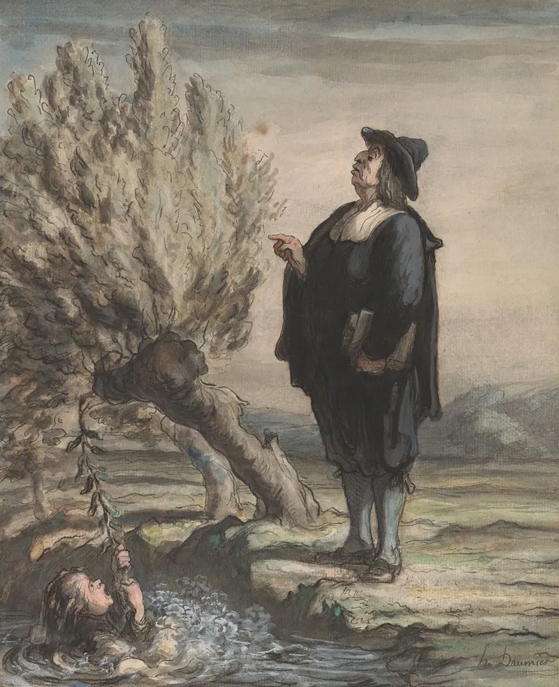 The Schoolmaster And The Drowning Child Wall Art by Honoré Daumier - High-Resolution Digital Print