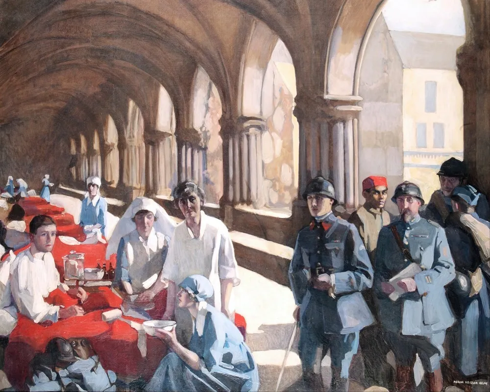 The Scottish Womens Hospital In The Cloister Of The Abbaye At Royaumont Dr Frances Ivens Inspec Wall Art by Norah Neilson Gray - High-Resolution Digital Print