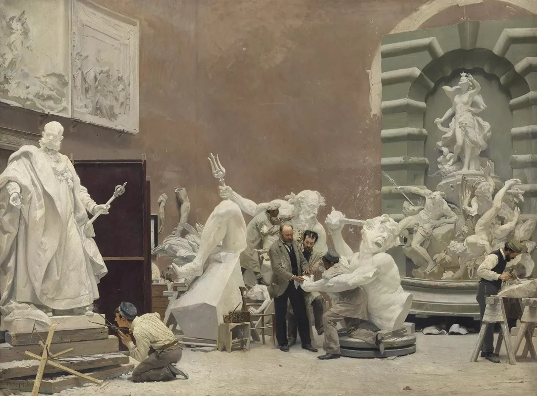 The Sculptor Rudolf Weyr In His Studio