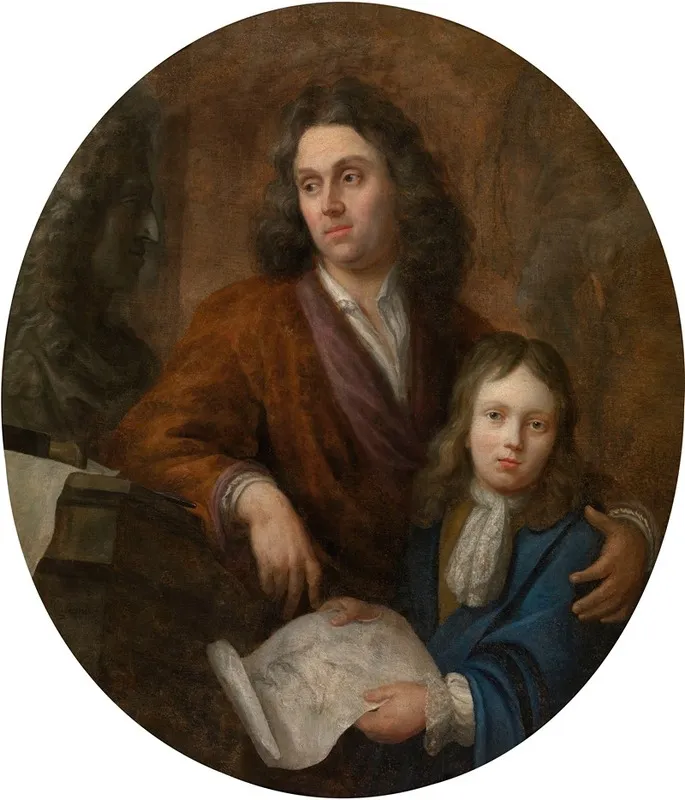 The Sculptor Willem Kerricx And His Son Willem Ignatius Wall Art by Jacob Denys - High-Resolution Digital Print