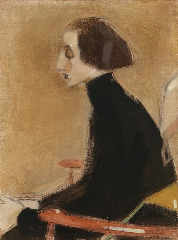 The Seamstress Half Length Portrait The Working Woman Wall Art by Helene Schjerfbeck - High-Resolution Digital Print