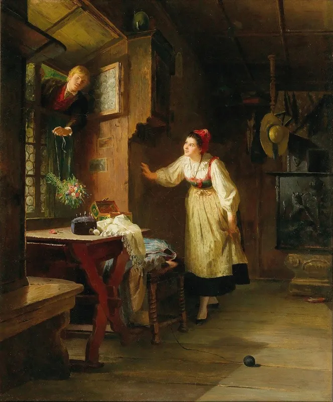 The Secret Visit Of The Suitor Wall Art by Friedrich Ortlieb - High-Resolution Digital Print