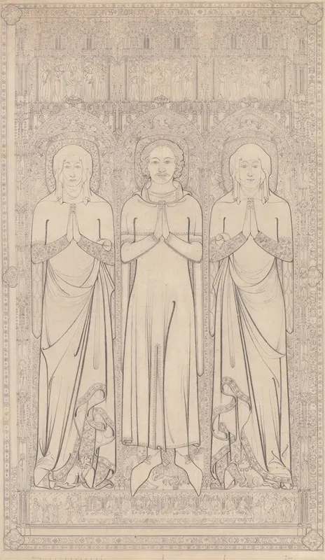 The Sepulchral Brass Of Robert Braunche And His Two Wives In Saint Margarets Church Lynn Norfolk 1364 Wall Art by John Sell Cotman - High-Resolution Digital Print
