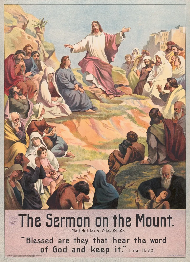 The Sermon On The Mount 5 Wall Art by Stecher Litho. Co - High-Resolution Digital Print