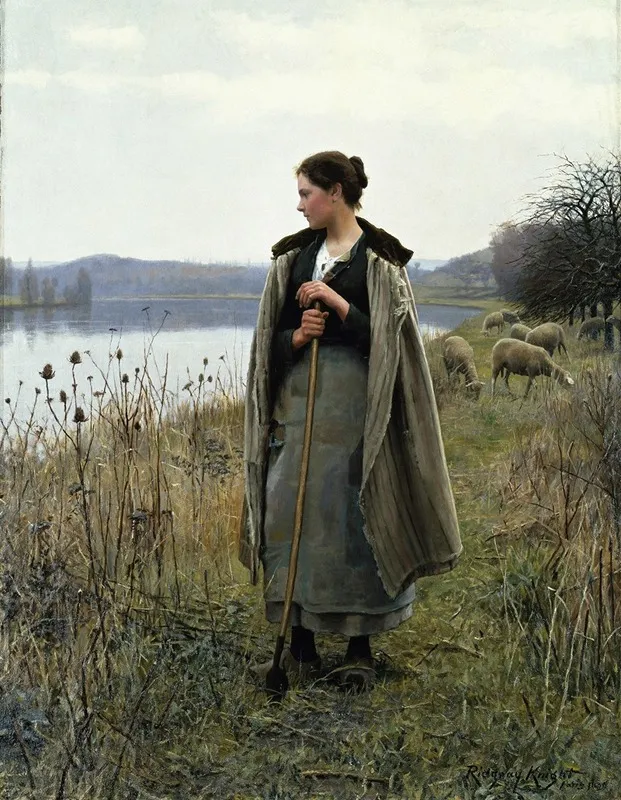 The Shepherdess Of Rolleboise Wall Art by Daniel Ridgway Knight - High-Resolution Digital Print