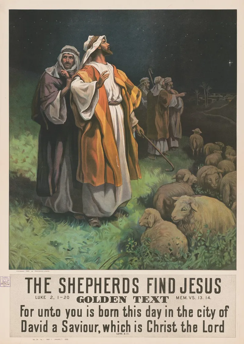 The Shepherds Find Jesus 2 Wall Art by Providence Lith. Co - High-Resolution Digital Print