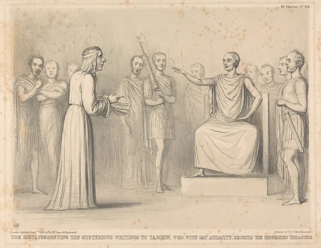 The Sibyl Presenting The Mysterious Writings To Tarquin Who With Gay Audacity Rejects The Proferred Treasure Wall Art by John Doyle - High-Resolution Digital Print
