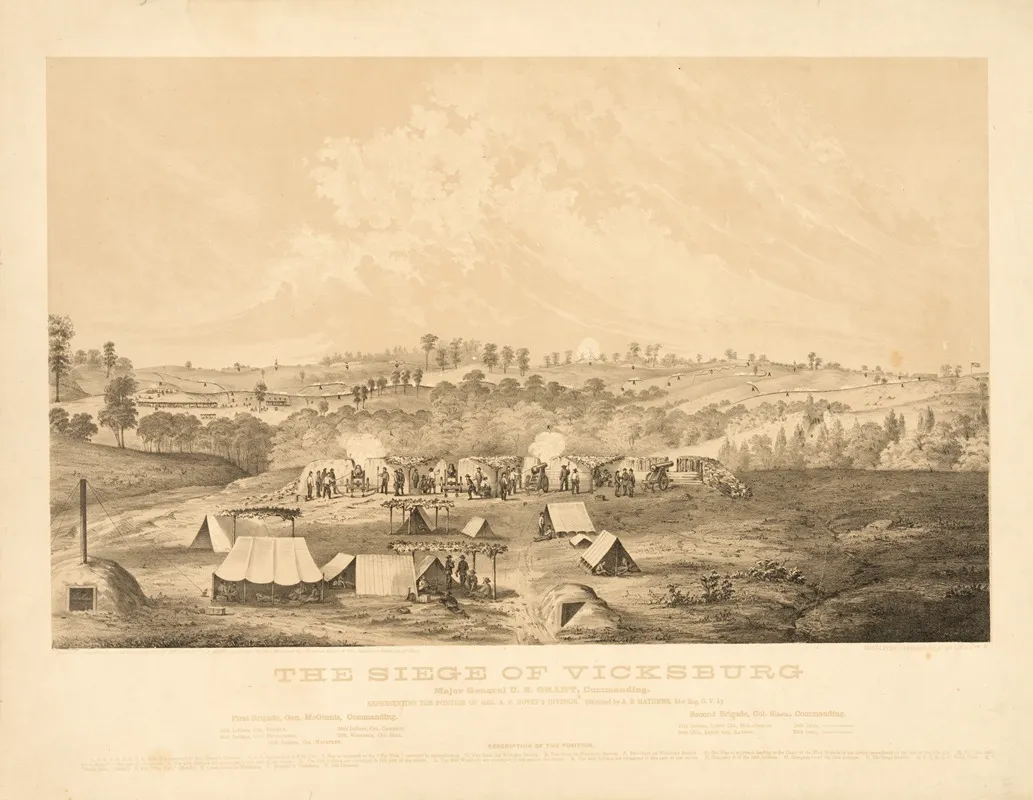 The Siege Of Vicksburg Major General U S Grant Commanding Representing The Position Of Gen A P Hoveys Division Wall Art by Alfred Edward Mathews - High-Resolution Digital Print