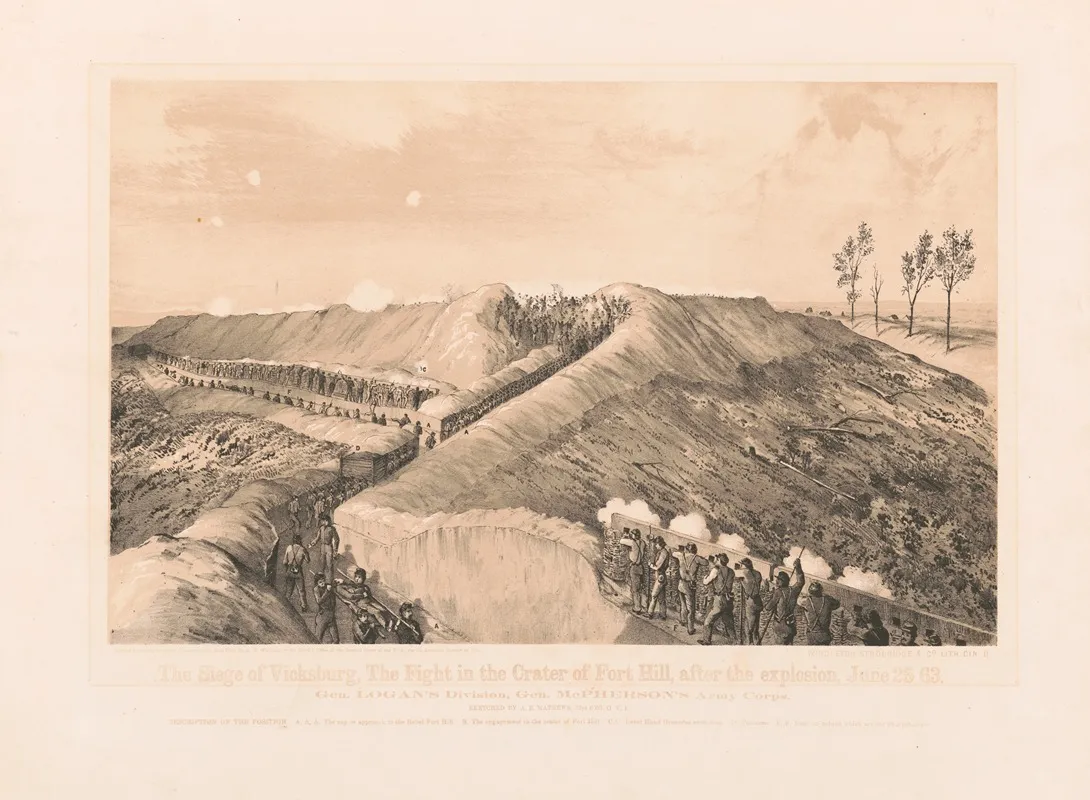 The Siege Of Vicksburg The Fight In The Crater Of Fort Hill After The Explosion June 25 63 Wall Art by Alfred Edward Mathews - High-Resolution Digital Print