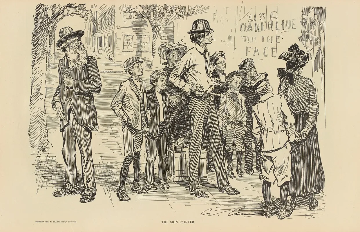 The Sign Painter Wall Art by Charles Dana Gibson - High-Resolution Digital Print
