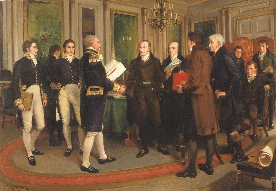The Signing Of The Treaty Of Ghent Christmas Eve Wall Art by Amédée Forestier - High-Resolution Digital Print