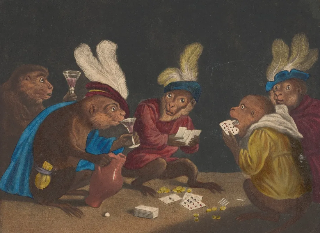 The Singerie Five Monkeys Playing Cards