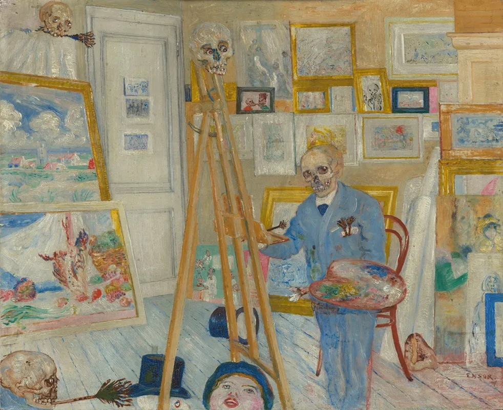The Skeleton Painter Wall Art by James Ensor - High-Resolution Digital Print