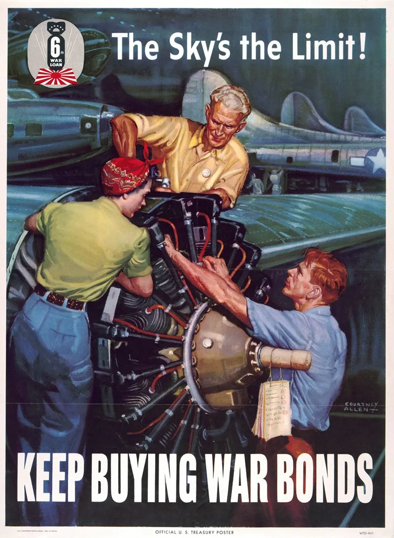 The Skys The Limit Keep Buying War Bonds Wall Art by Courtney Allen - High-Resolution Digital Print