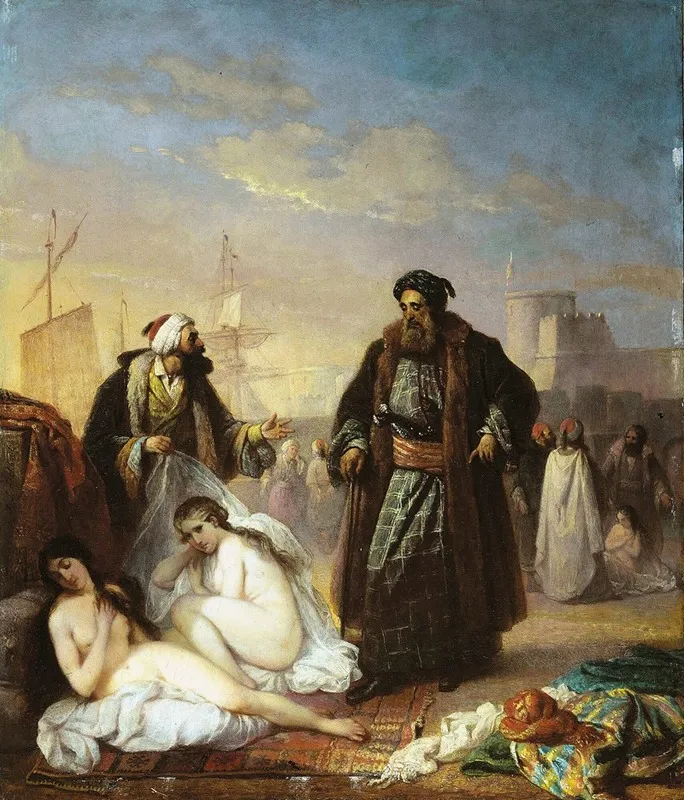 The Slave Merchant In Turkey Wall Art by Jacques-Joseph Eeckhout - High-Resolution Digital Print
