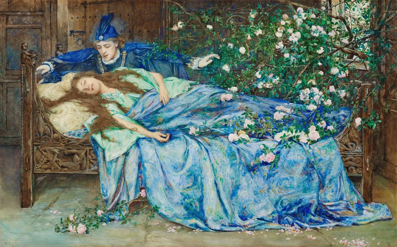 The Sleeping Beauty 8 Wall Art by Henry Meynell Rheam - High-Resolution Digital Print