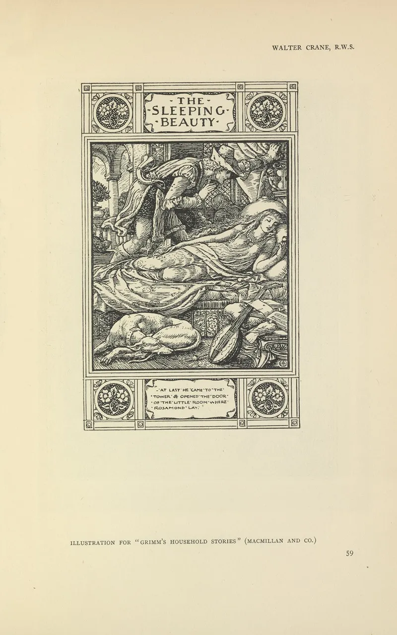 The Sleeping Beauty Grimms Household Stories Wall Art by Walter Crane - High-Resolution Digital Print