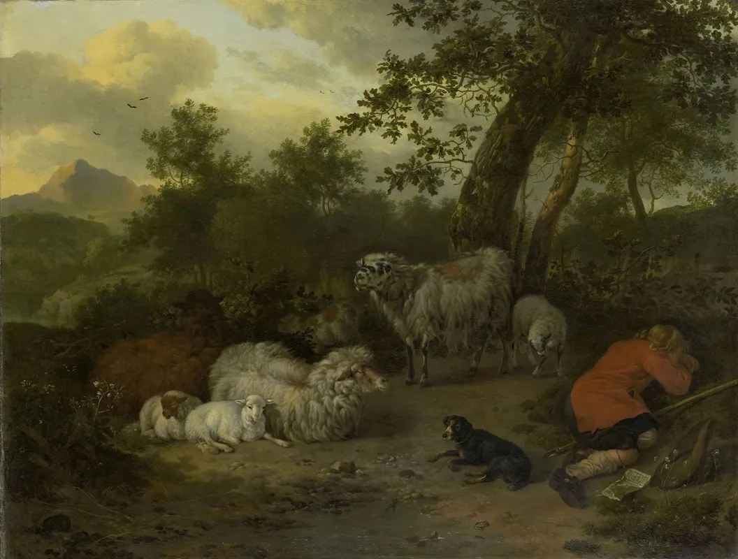 The Sleeping Shepherd Wall Art by Jan van der Meer the Younger - High-Resolution Digital Print