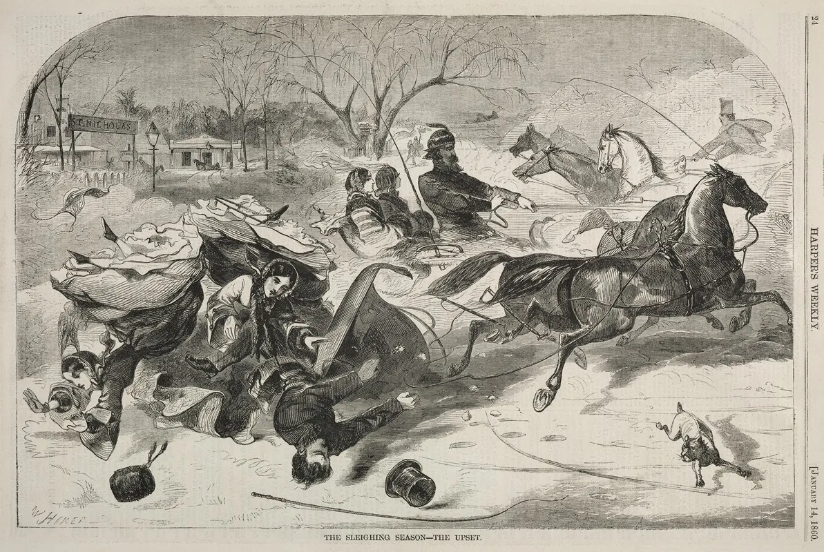 The Sleighing Season The Upset Wall Art by Winslow Homer - High-Resolution Digital Print