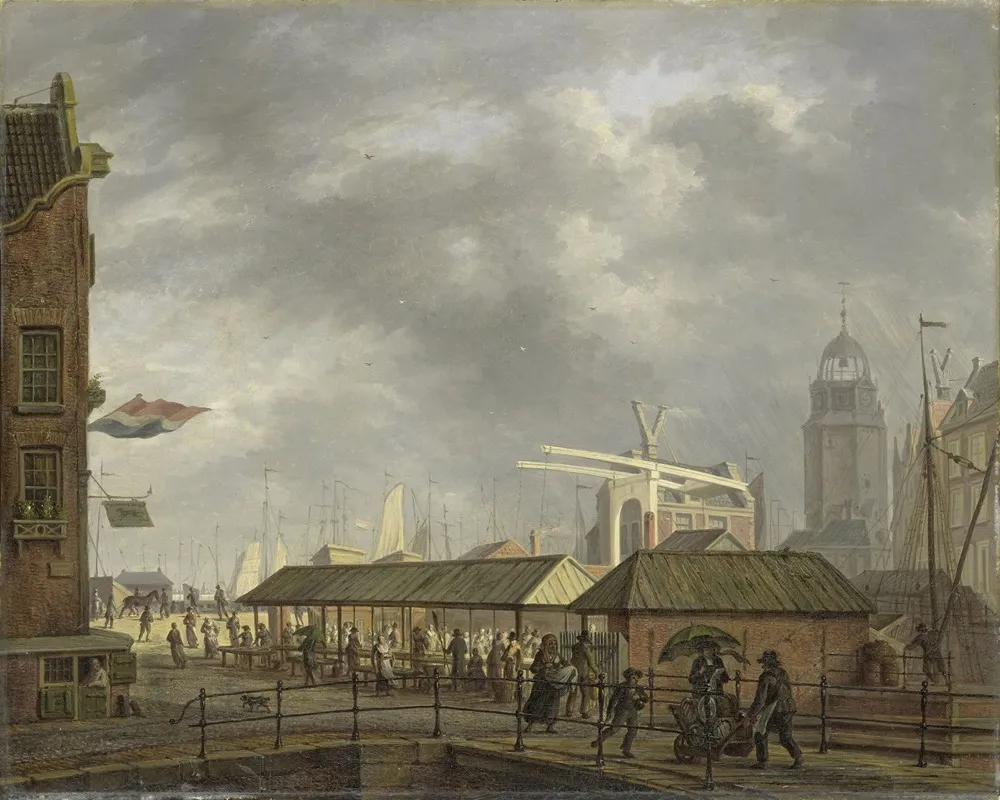 The Small Fish Market On The Corner Of The Brouwersgracht And Singel Amsterdam