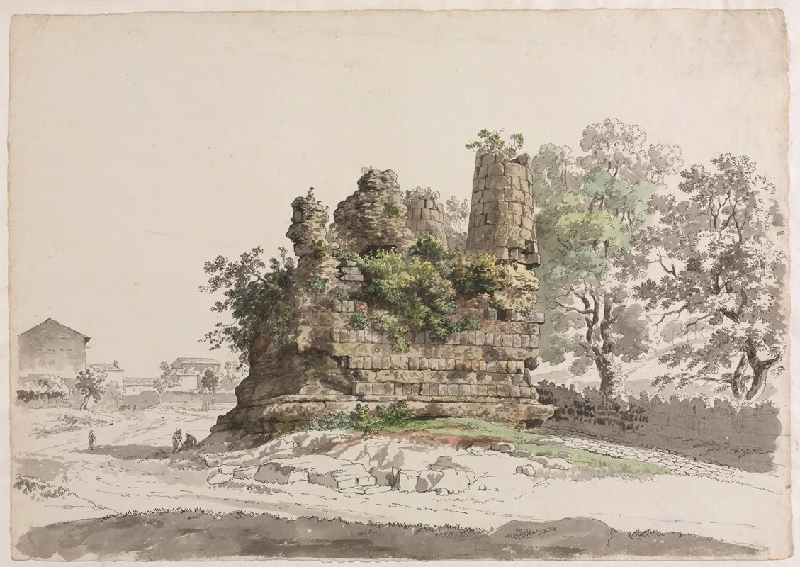 The So Called Sepulcher Of The Curiatii Brothers At Albano With The Church Of The Madonna Della Stella In The Distance At Left