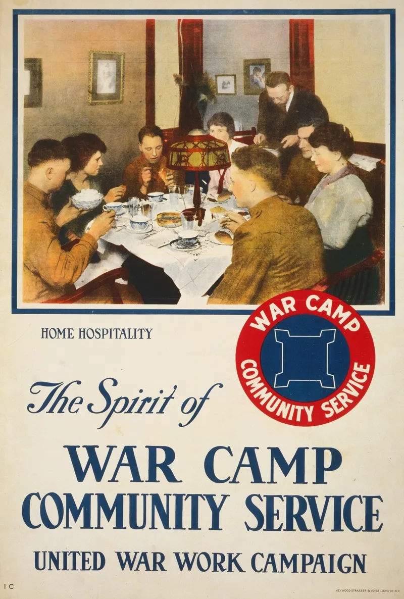 The Spirit Of War Camp Community Service United War Work Campaign Wall Art by Heywood Strasser &amp; Voigt Litho. Co. - High-Resolution Digital Print