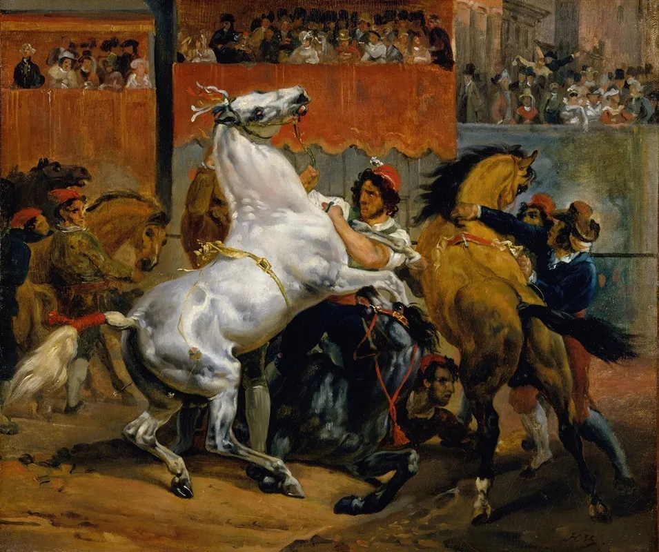 The Start Of The Race Of The Riderless Horses Wall Art by Horace Vernet - High-Resolution Digital Print