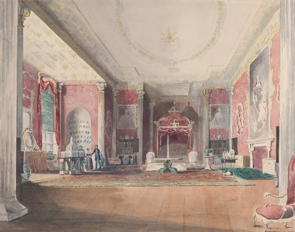 The State Bed Chamber Stowe Buckinghamshire Wall Art by Joseph Nash - High-Resolution Digital Print