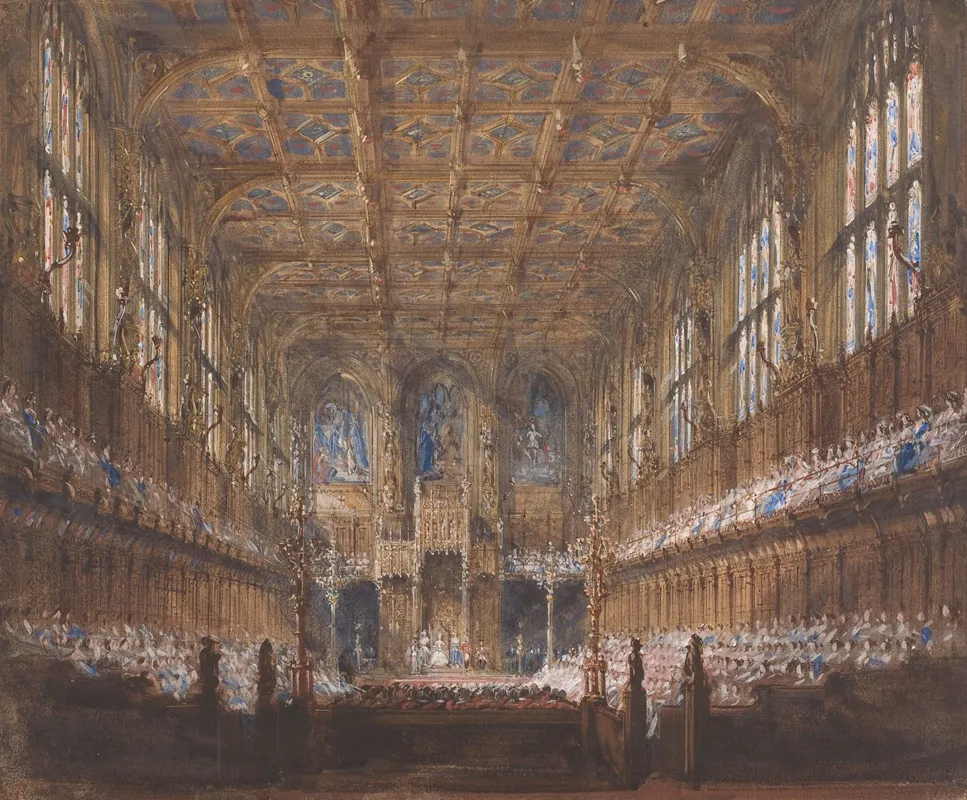 The State Opening Of Parliament In The Rebuilt House Of Lords Wall Art by Joseph Nash - High-Resolution Digital Print