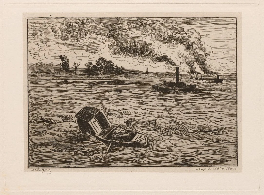 The Steamboats Or Watch Out For The Steamers Wall Art by Charles François Daubigny - High-Resolution Digital Print