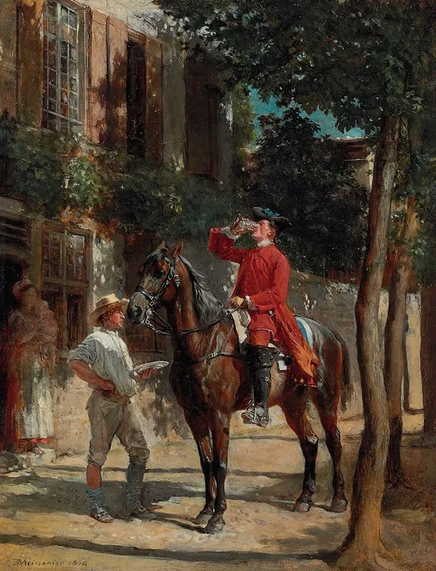 The Stirrup Cup Wall Art by Ernest Meissonier - High-Resolution Digital Print