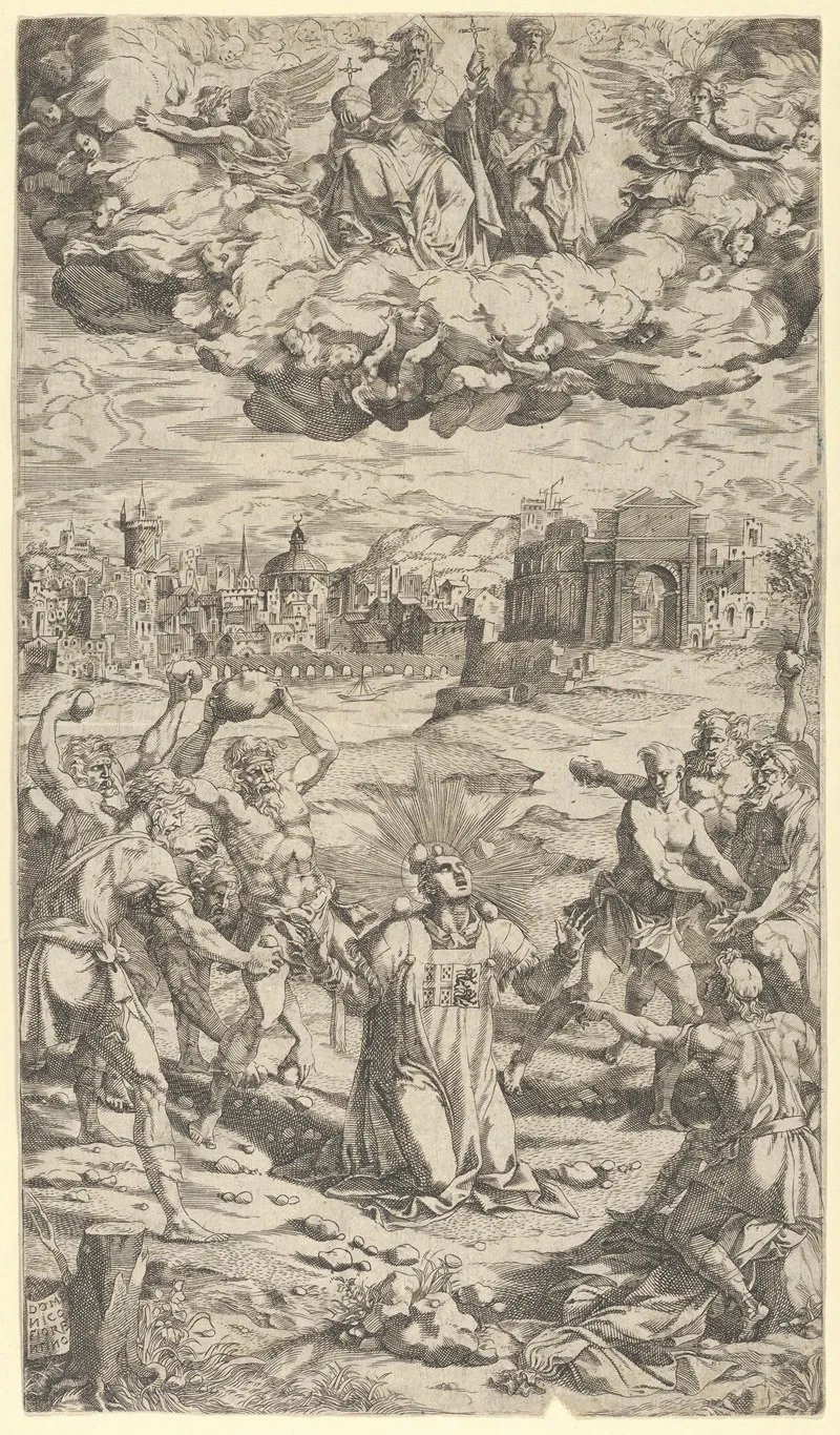 The Stoning Of Saint Stephen 3 Wall Art by Domenico del Barbiere - High-Resolution Digital Print