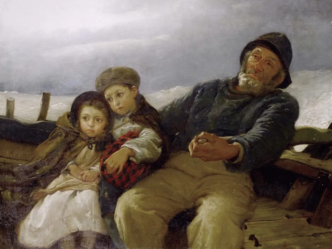 The Stormy Crossing Wall Art by Alfred Edward Emslie - High-Resolution Digital Print