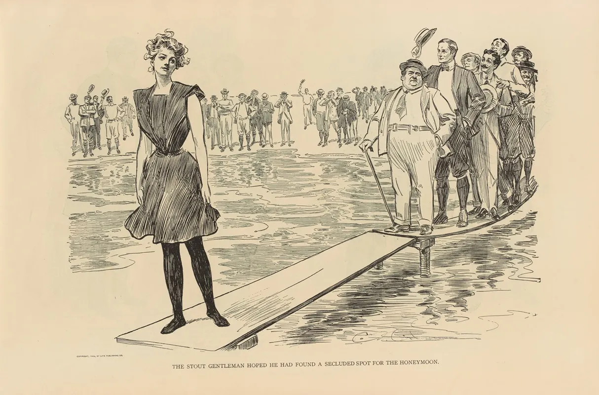The Stout Gentleman Hoped He Had Found A Secluded Spot For The Honeymoon 2 Wall Art by Charles Dana Gibson - High-Resolution Digital Print