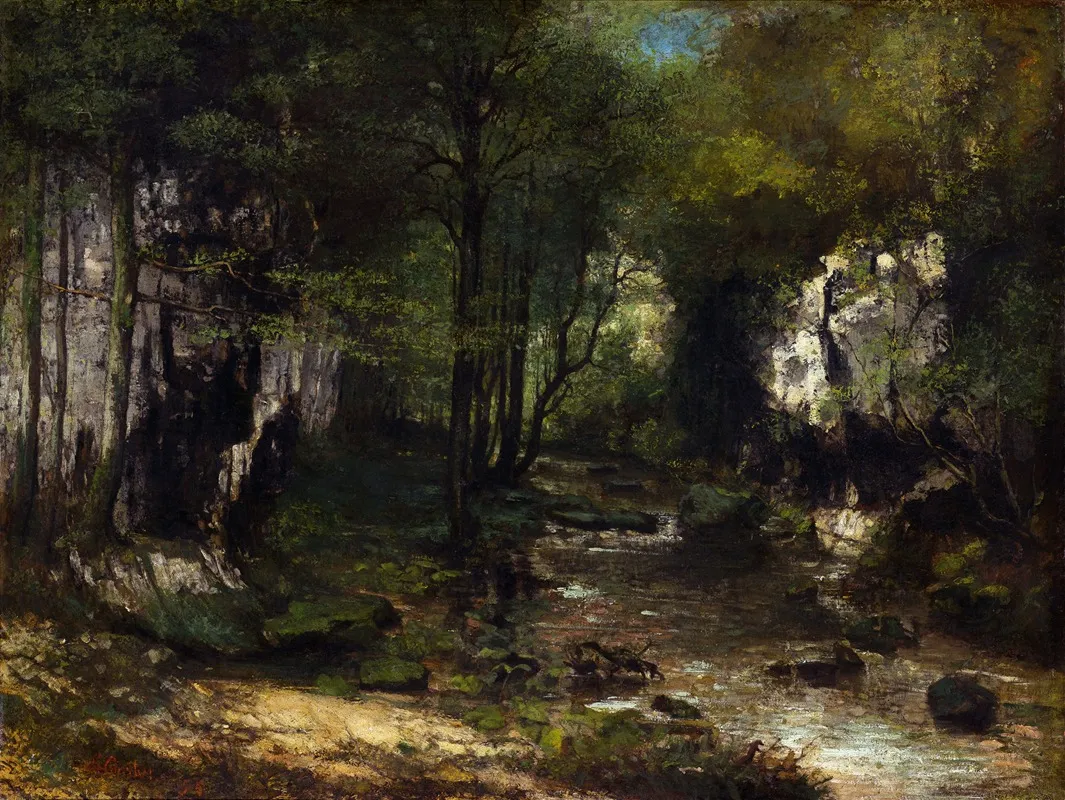 The Stream Le Ruisseau Du Puits Noir Vallee De La Loue Wall Art by Gustave Courbet - High-Resolution Digital Print