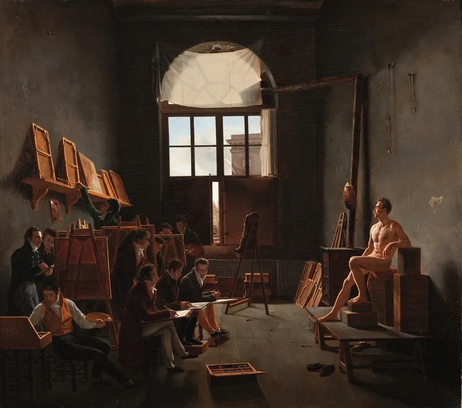The Studio Of Jacques Louis David Wall Art by Léon-Mathieu Cochereau - High-Resolution Digital Print