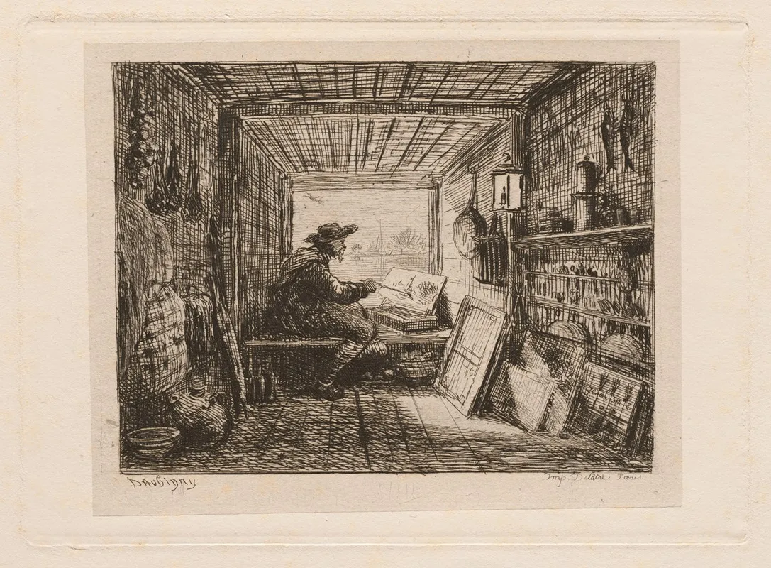 The Studio On The Boat Wall Art by Charles François Daubigny - High-Resolution Digital Print
