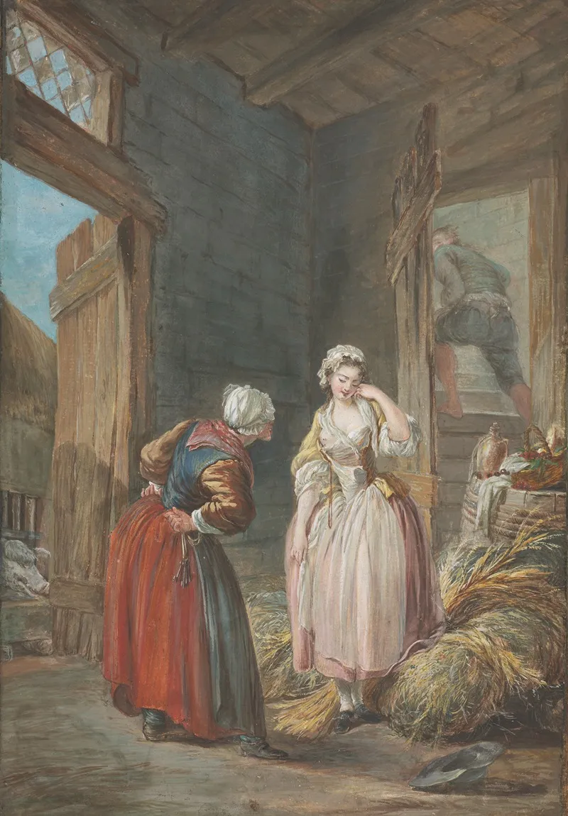 The Surprised Lovers Wall Art by Pierre-Antoine Baudouin - High-Resolution Digital Print