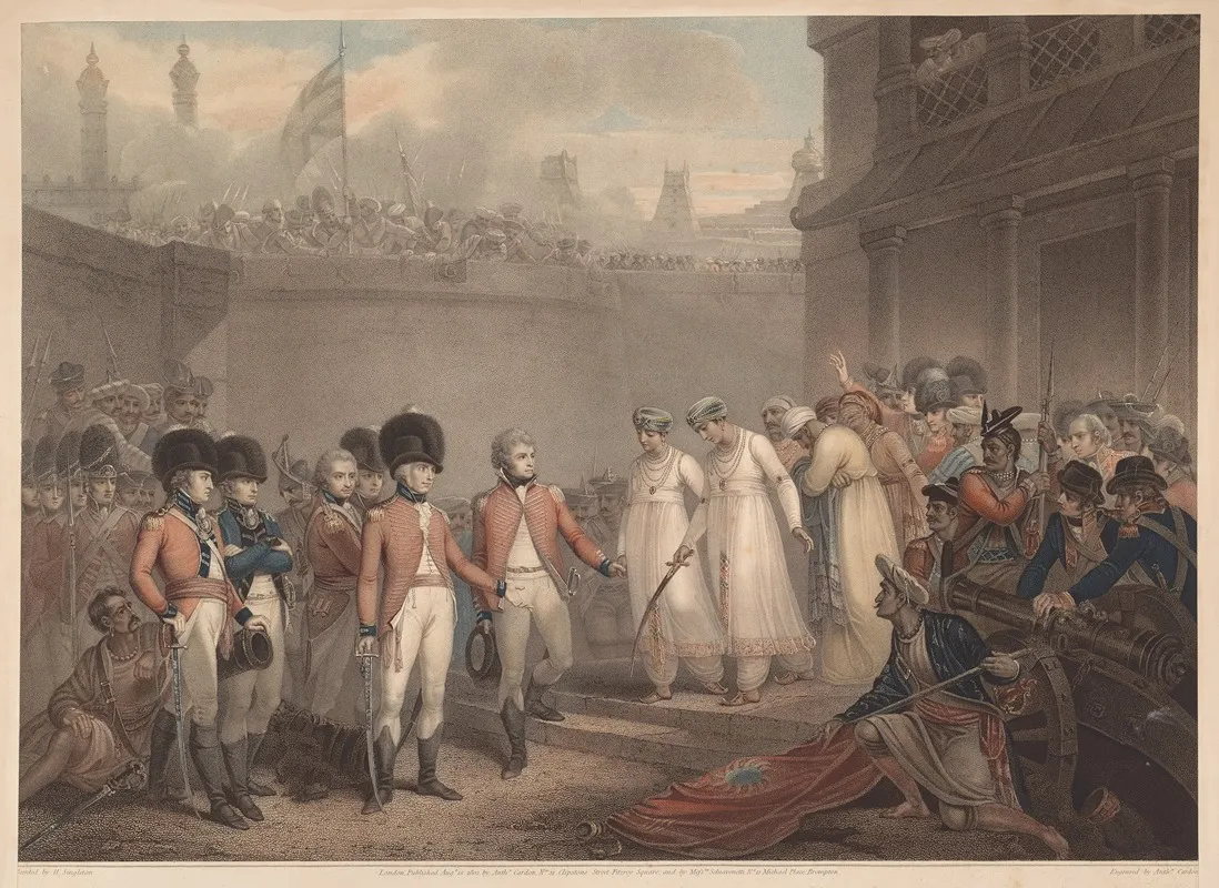 The Surrender Of The Sons Of Tippoo Sultaun Wall Art by Henry Singleton - High-Resolution Digital Print